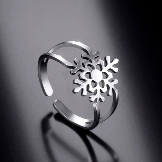 Stainless Steel Snowflake Ring