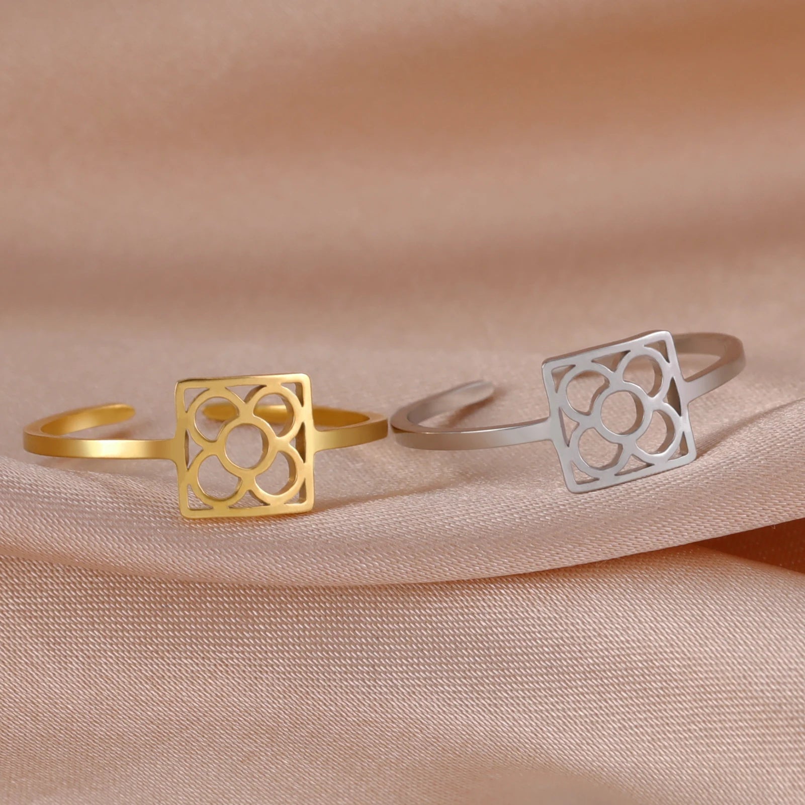 Square Flower Jewelry Ring