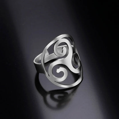 Spiral Triskelion Finger Ring