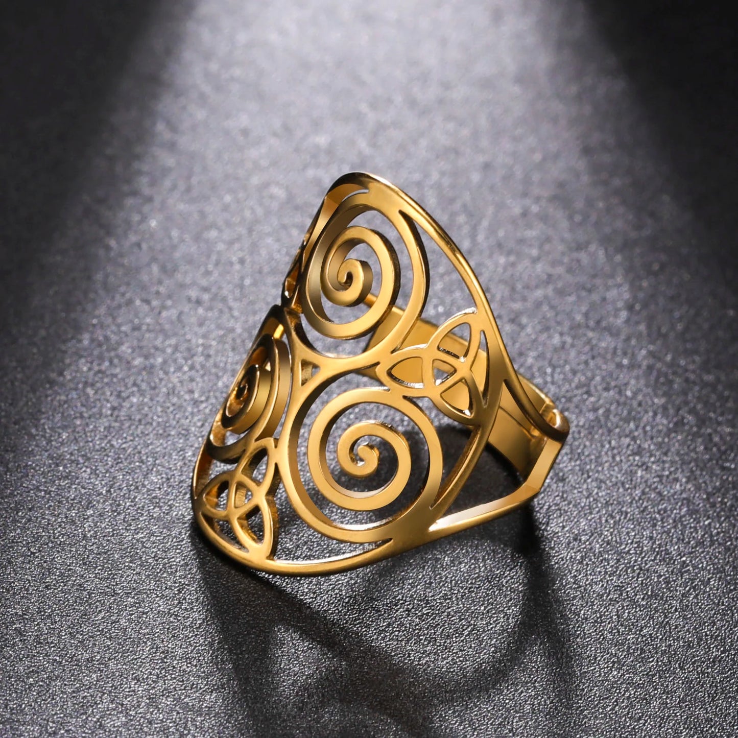 Spiral Triskelion Finger Ring