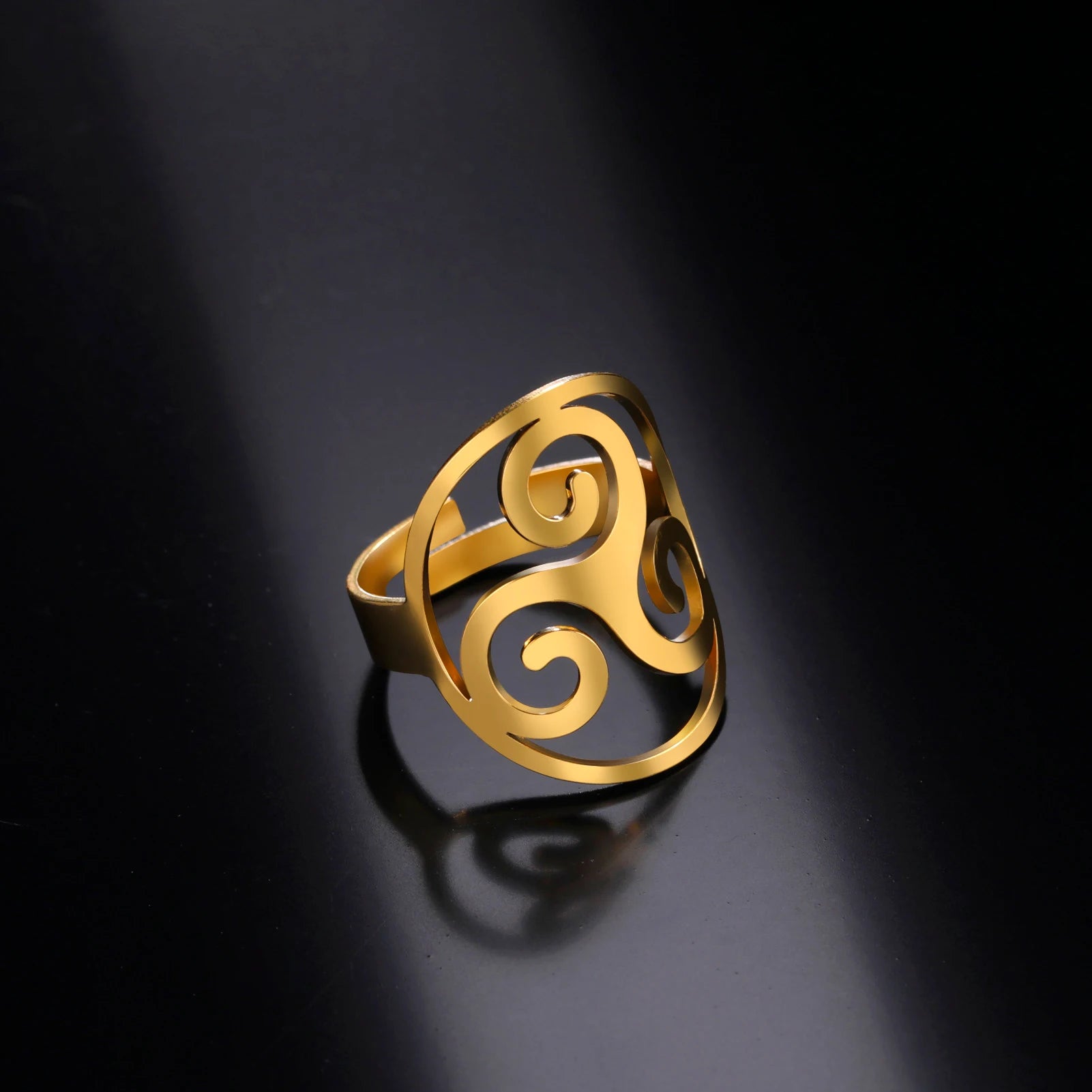 Spiral Triskelion Finger Ring