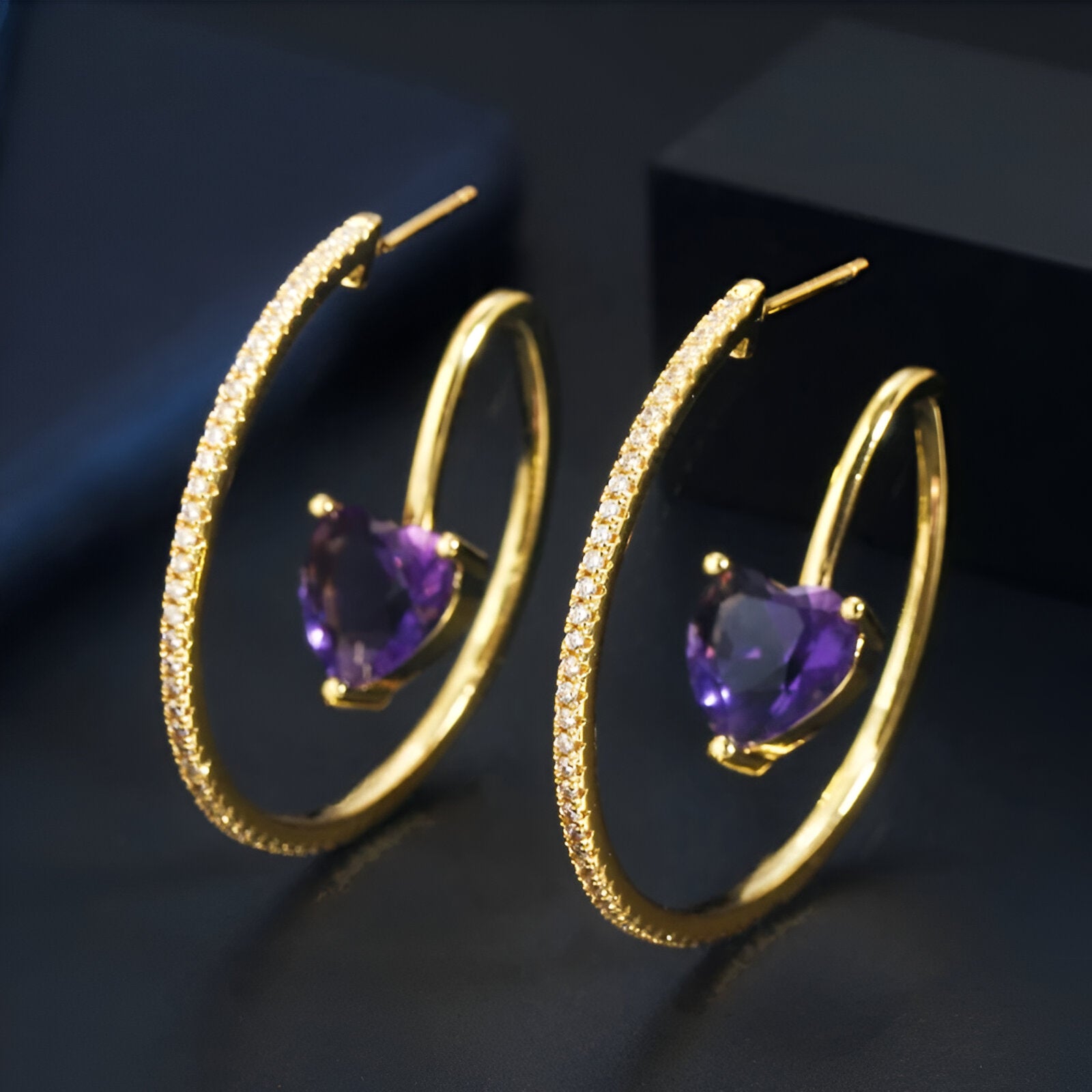 Aesthetic Love Purple Cubic-Zirconia Earring - JR NEST