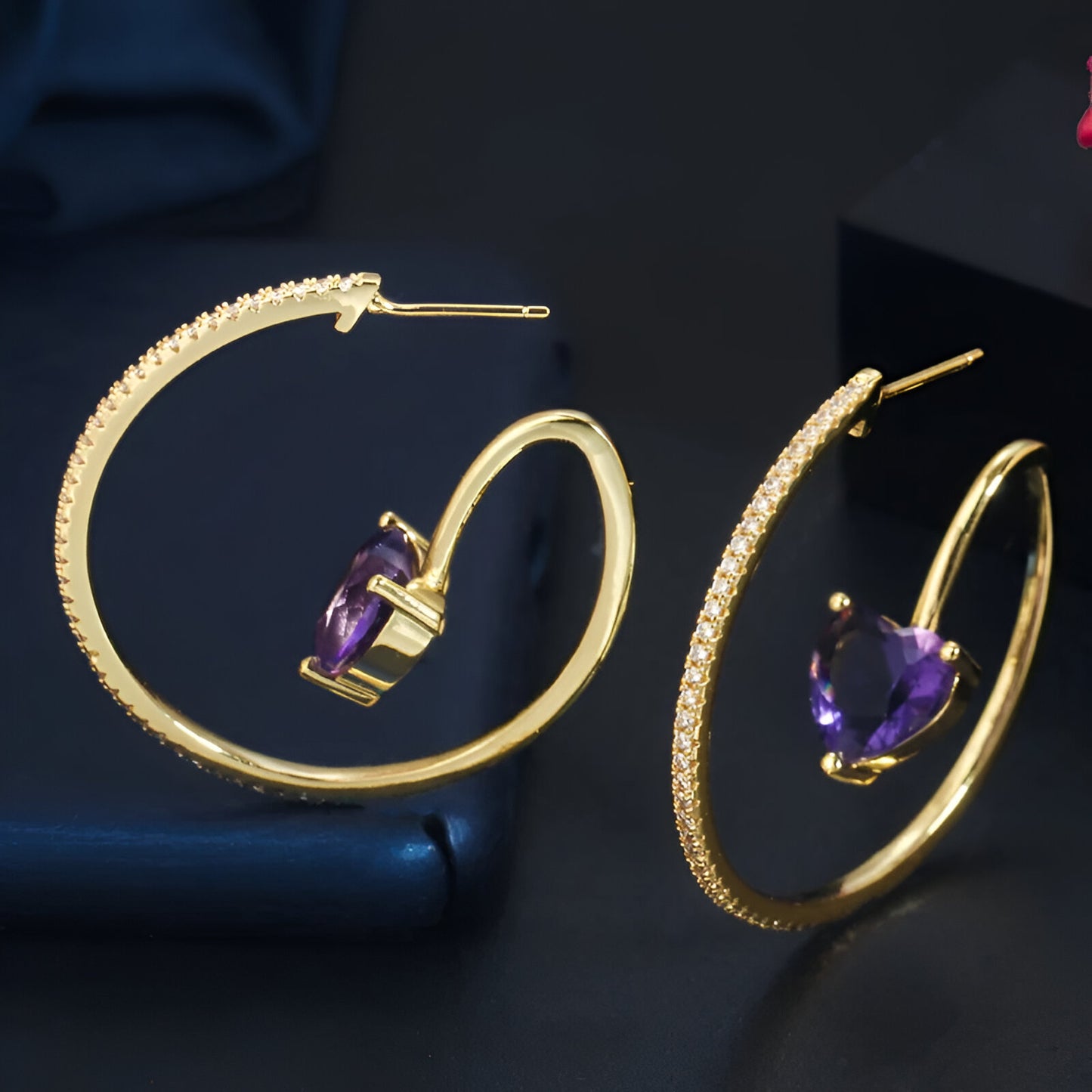 Aesthetic Love Purple Cubic-Zirconia Earring - JR NEST