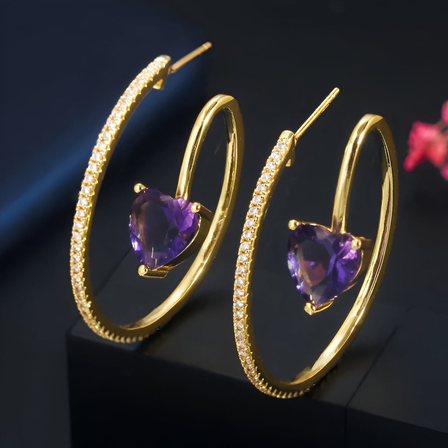 Aesthetic Love Purple Cubic-Zirconia Earring - JR NEST