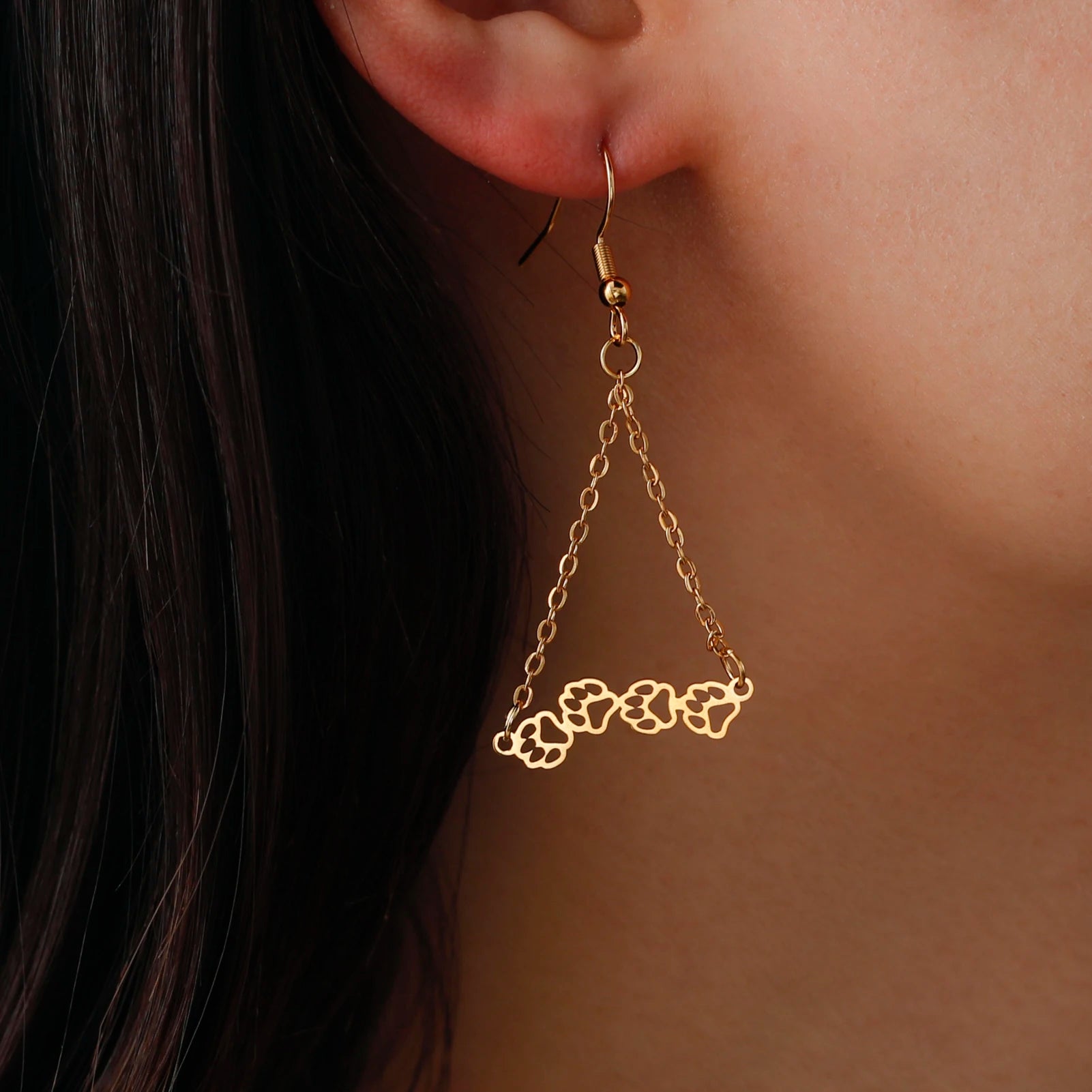 Bear Footprint Pendant Earrings