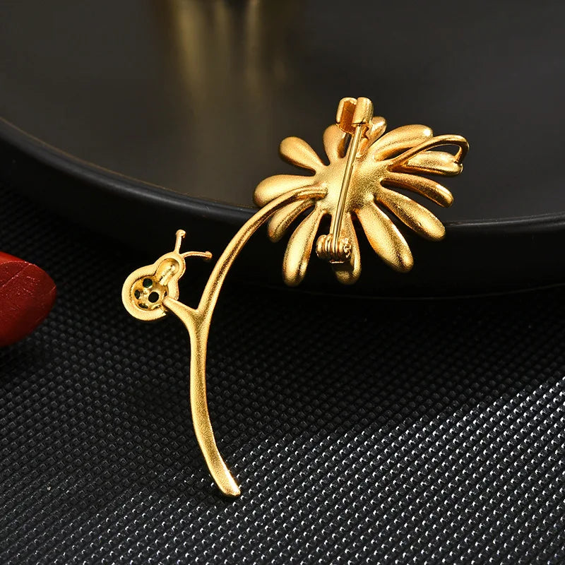 Sunflower Ladybug Brooch