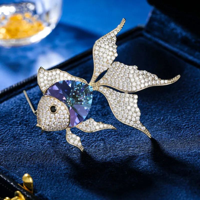 Blue Shiny Dress Brooch