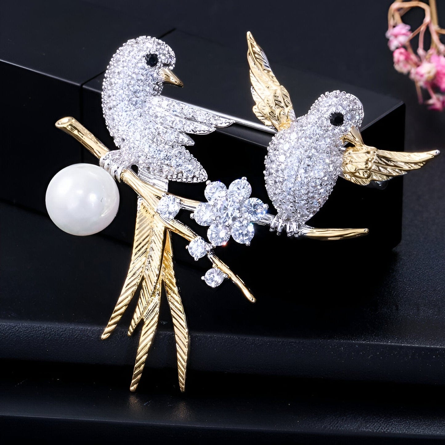 Bird Design Sparkling Enamel Brooch - JR NEST