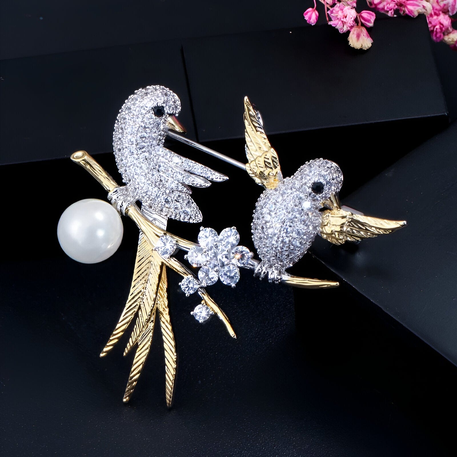 Bird Design Sparkling Enamel Brooch - JR NEST