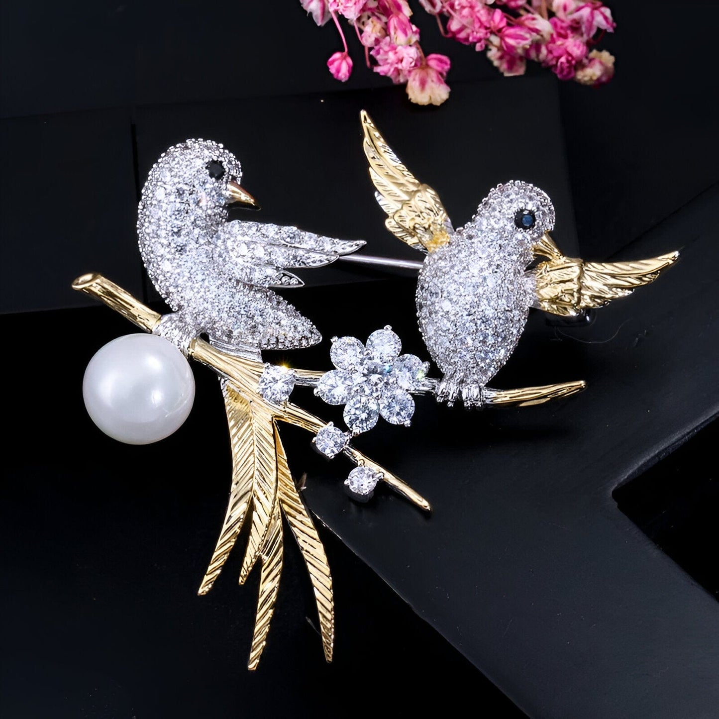 Bird Design Sparkling Enamel Brooch - JR NEST