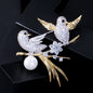 Bird Design Sparkling Enamel Brooch - JR NEST