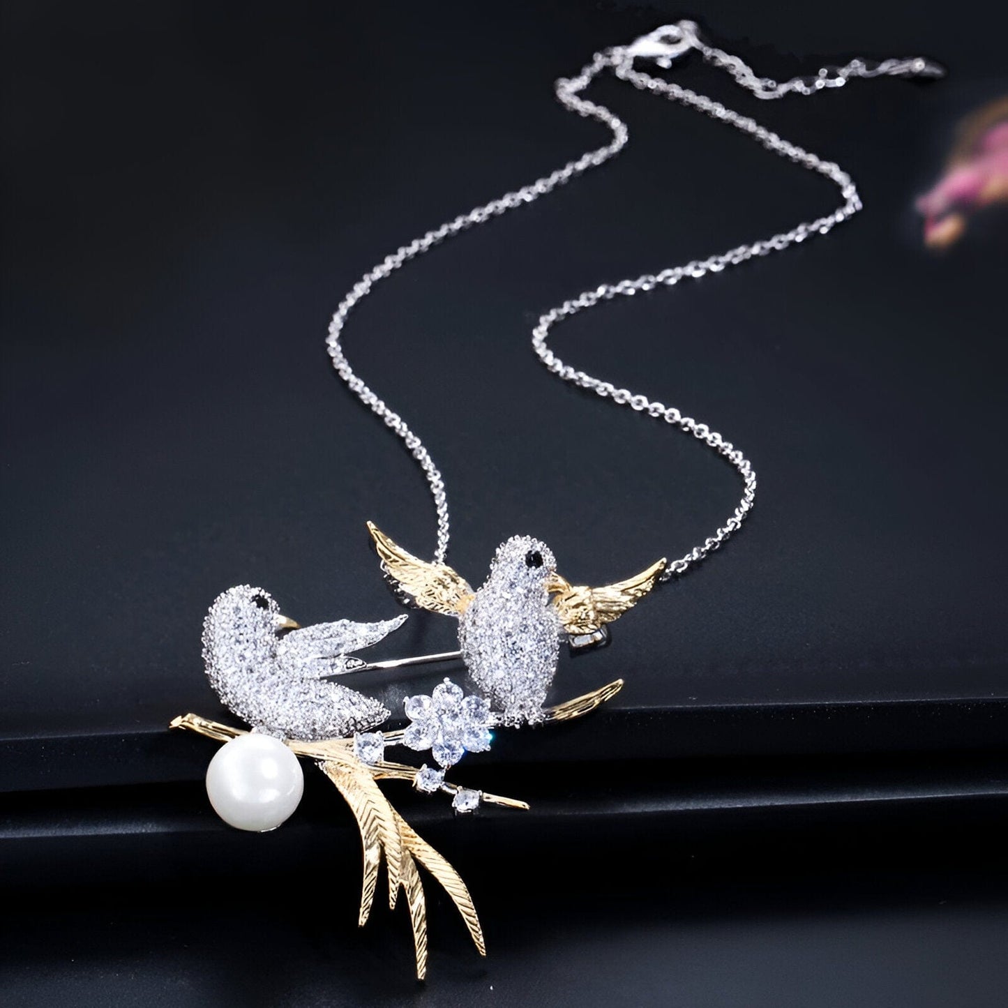 Bird Design Sparkling Enamel Brooch - JR NEST