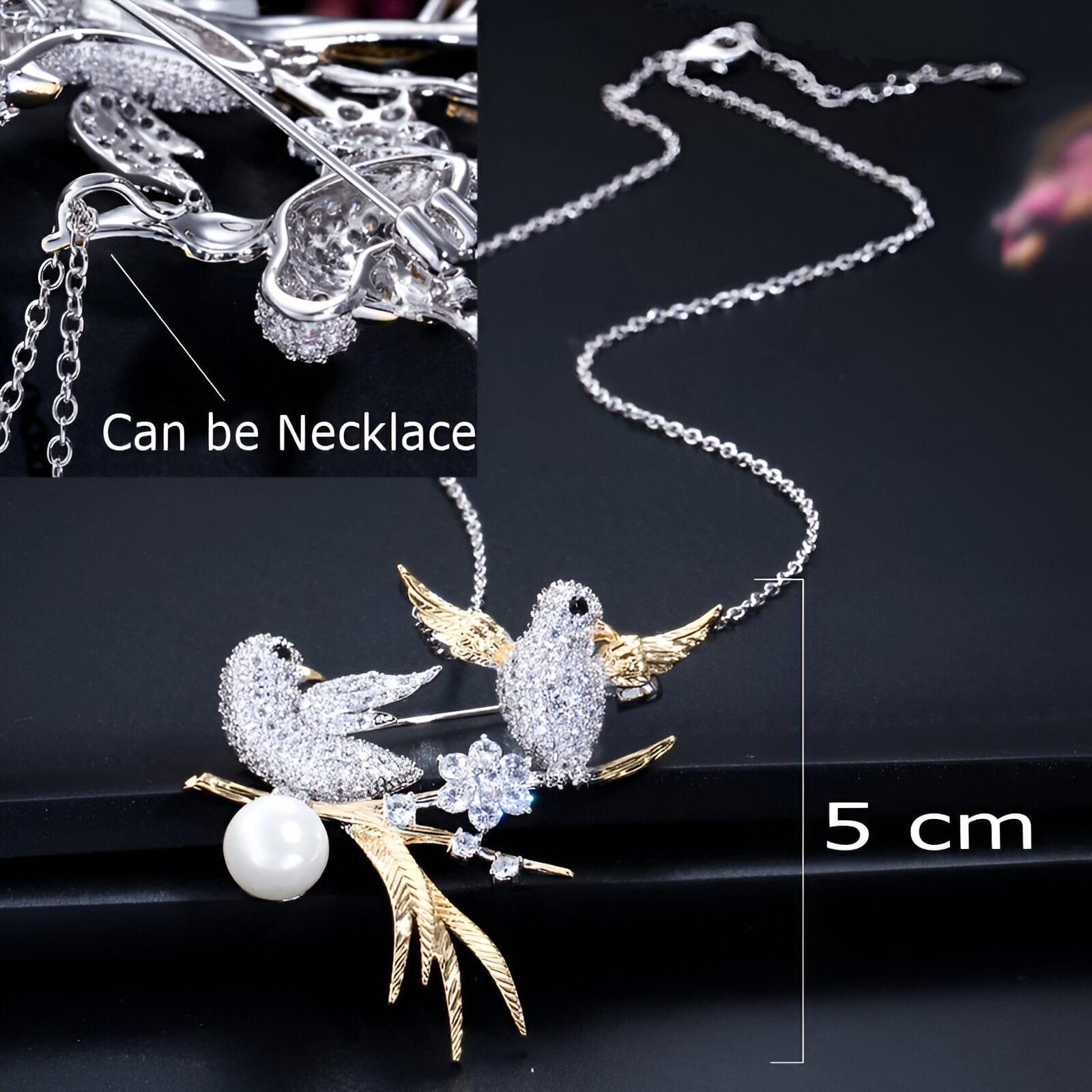 Bird Design Sparkling Enamel Brooch - JR NEST