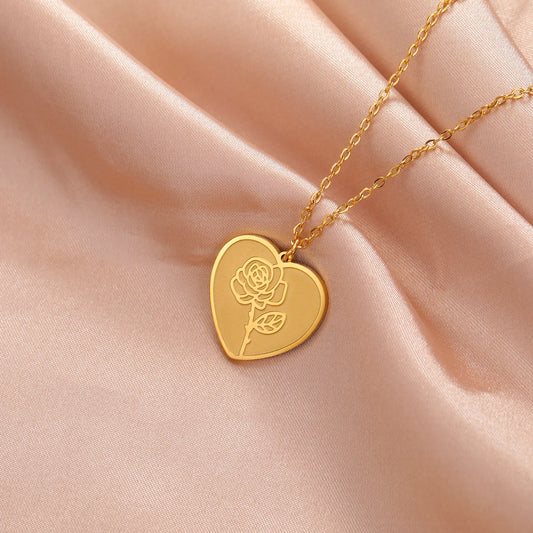 Gold Birthstone Heart Pendant Jewelry