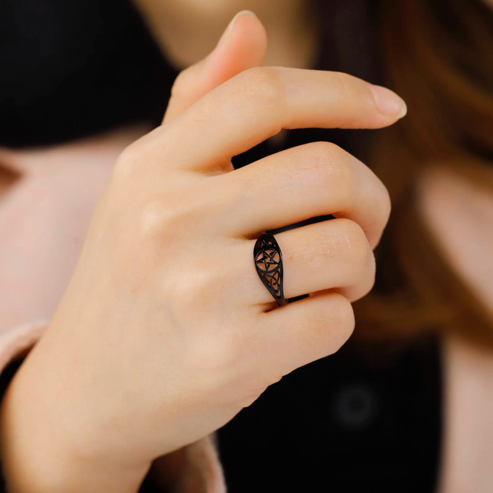 Gothic Pentagram Stainless Steel Ring