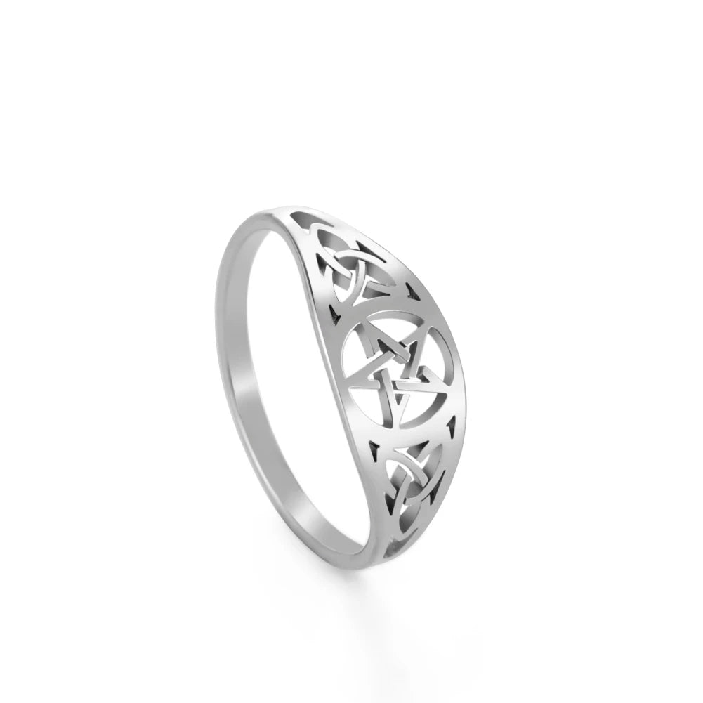 Gothic Pentagram Stainless Steel Ring