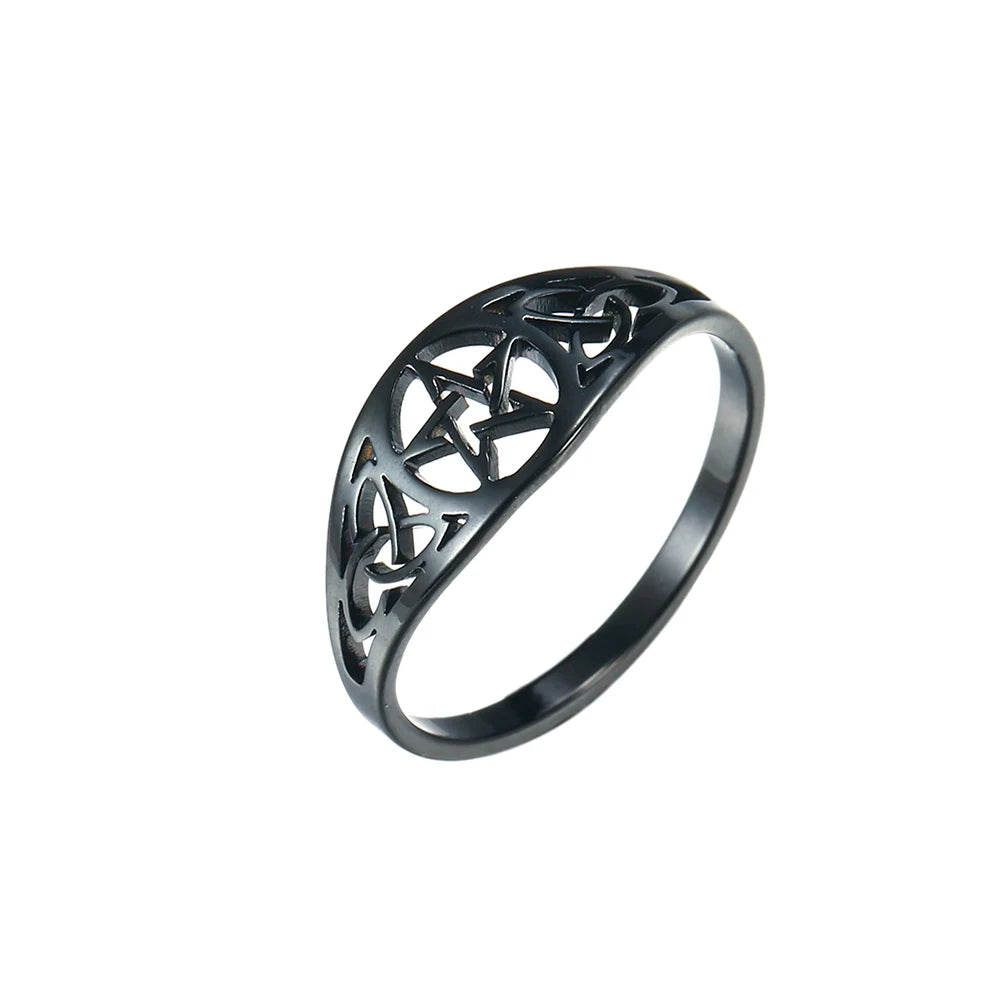 Gothic Pentagram Stainless Steel Ring