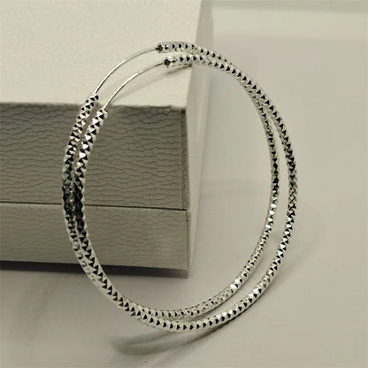 Large Circle Silver Hoops