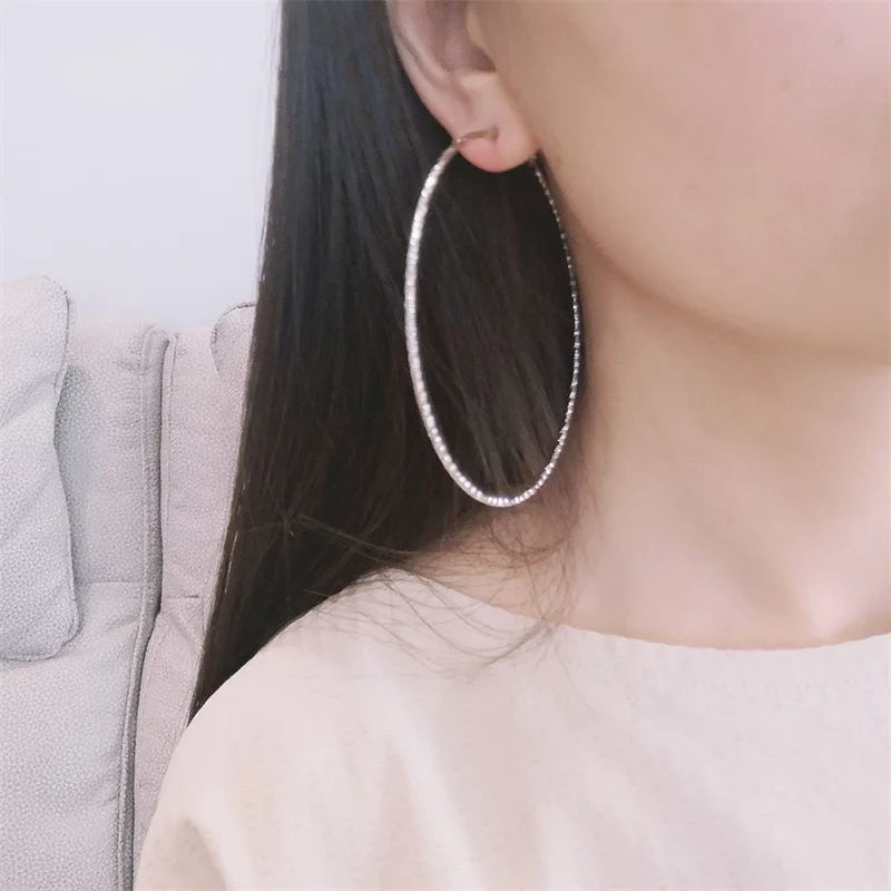 Large Circle Silver Hoops