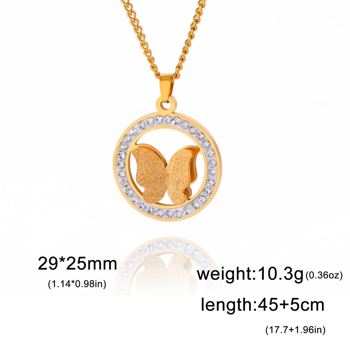 Gold Zircon Butterfly Necklace Women