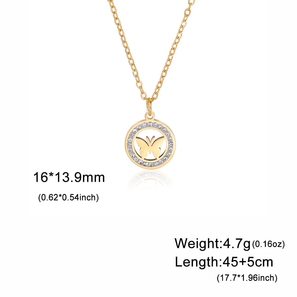 Gold Zircon Butterfly Necklace Women