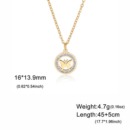 Gold Zircon Butterfly Necklace Women