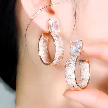 Cubic Zirconia Pave Circle Round Earring - JR NEST