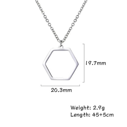 Simple Hexagon Pendant Gift Necklace