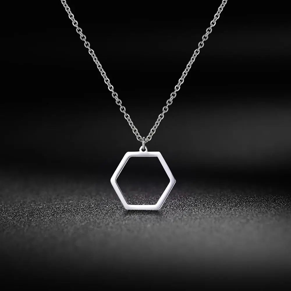 Simple Hexagon Pendant Gift Necklace