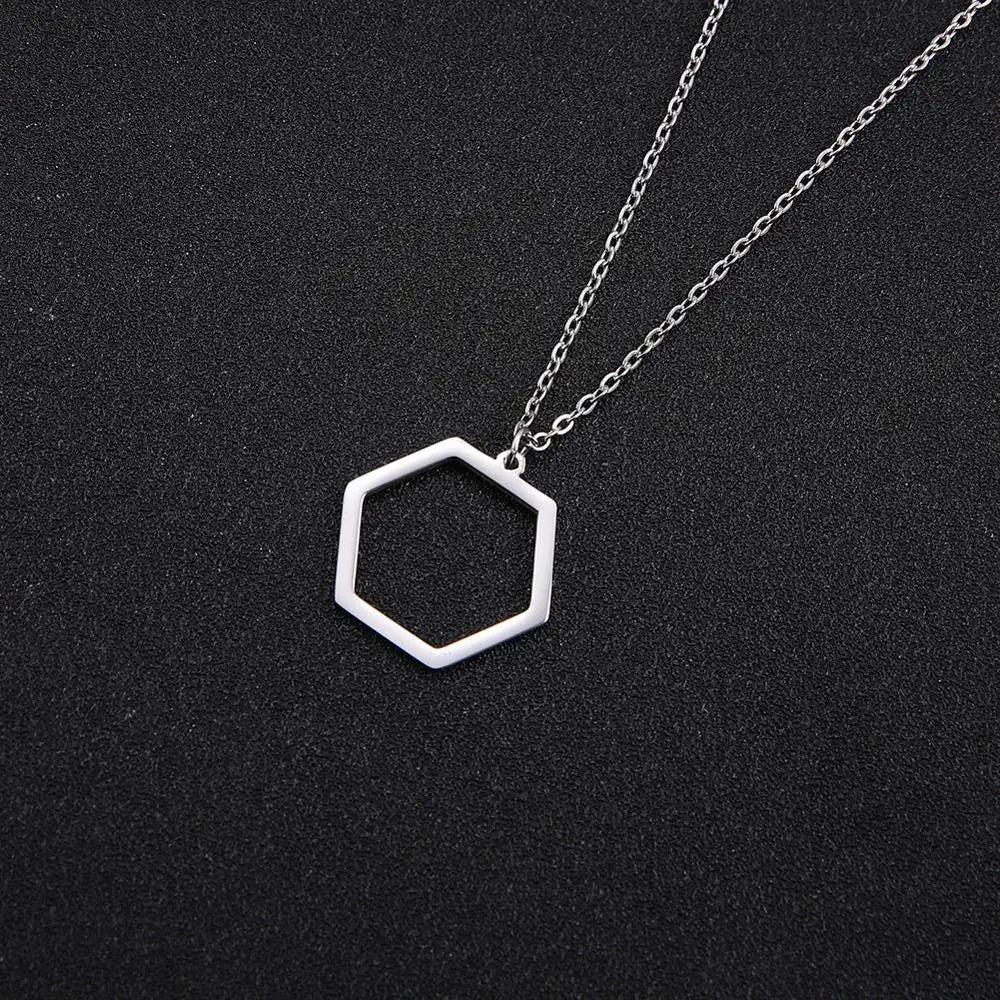 Simple Hexagon Pendant Gift Necklace