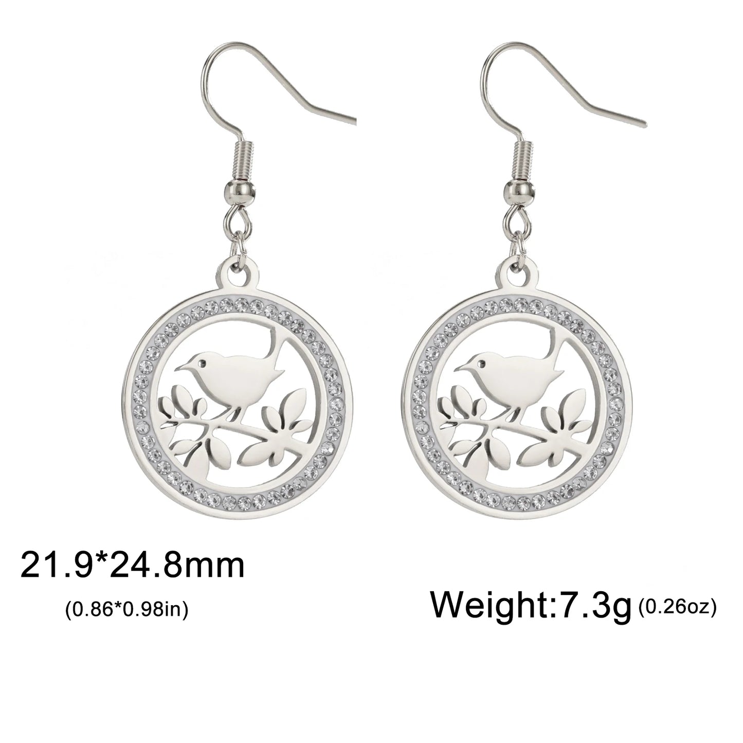 Stainless Steel Bird Drop Earrings