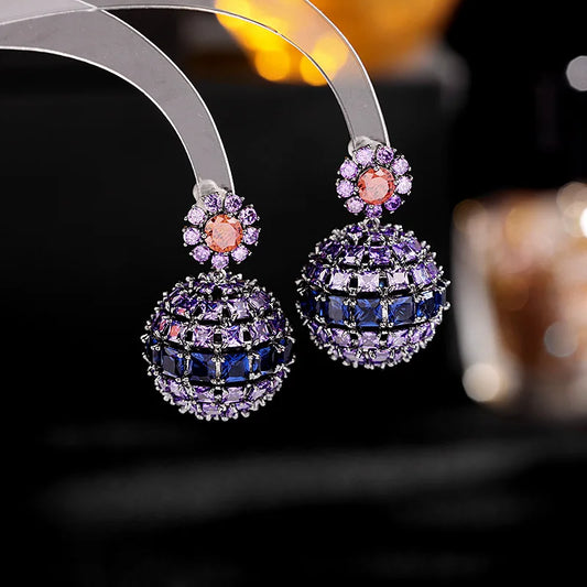 Colorful Flowers Ball Earrings