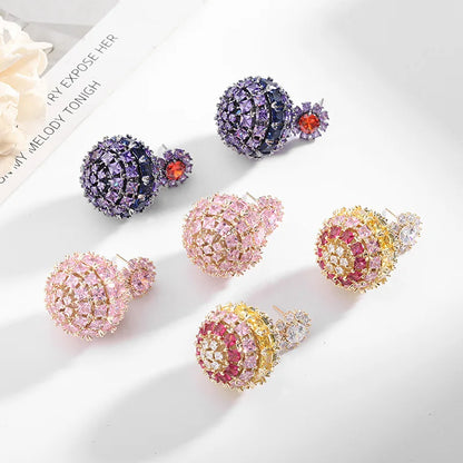 Colorful Flowers Ball Earrings