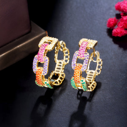 Colorful Stones Hoop Earrings - JR NEST