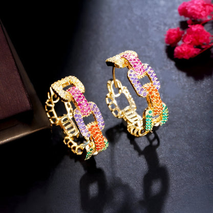 Colorful Stones Hoop Earrings - JR NEST