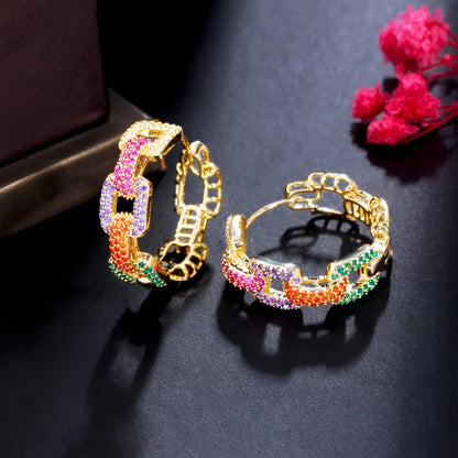 Colorful Stones Hoop Earrings - JR NEST