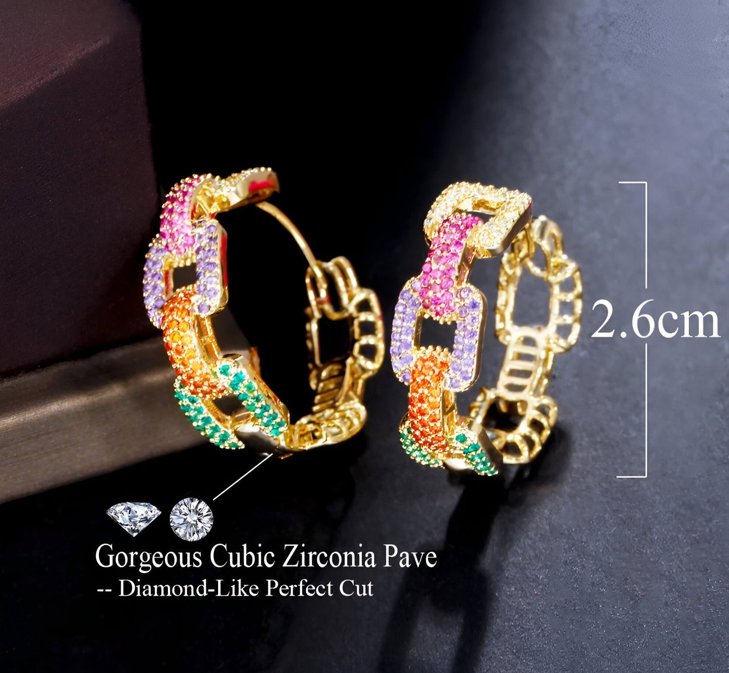 Colorful Stones Hoop Earrings - JR NEST