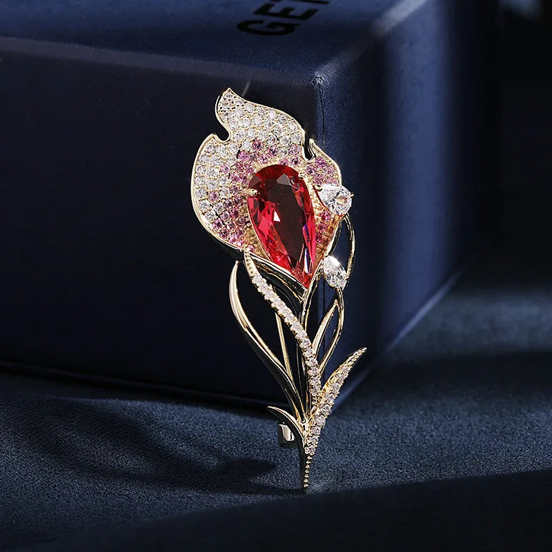 Inlaid Color Flower Brooch