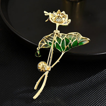 Pearl Lotus Leaf Brooch