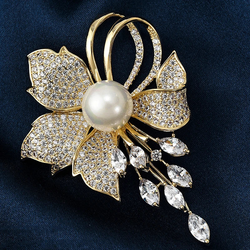 Flowers Imitation Pearl Brooch