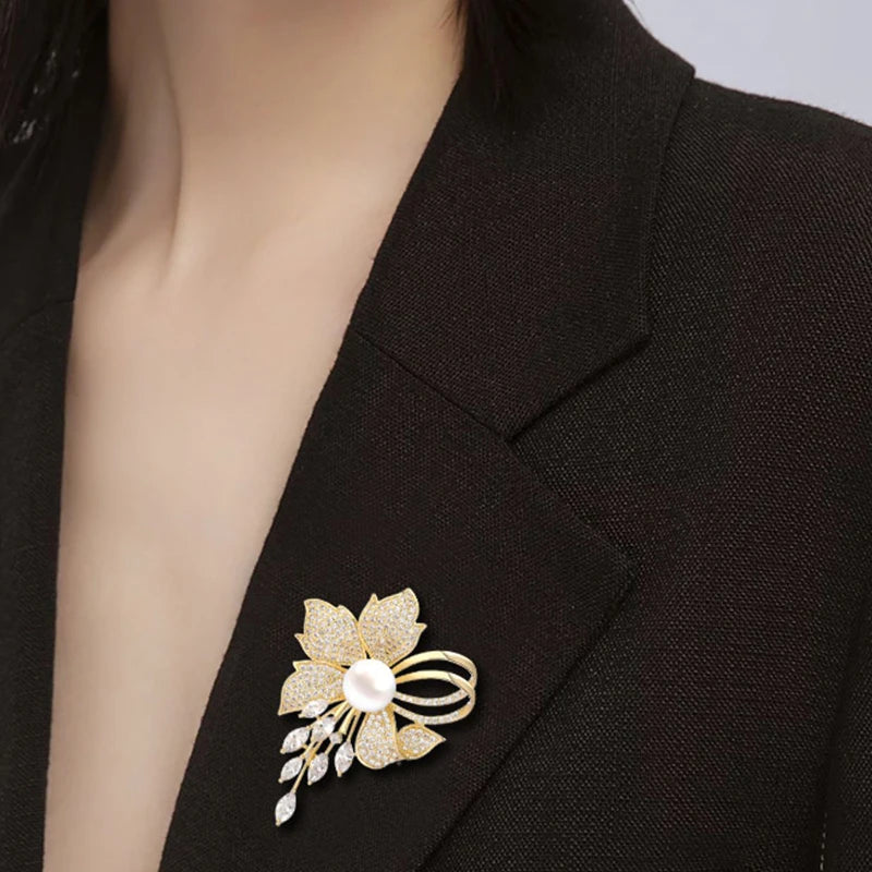 Flowers Imitation Pearl Brooch