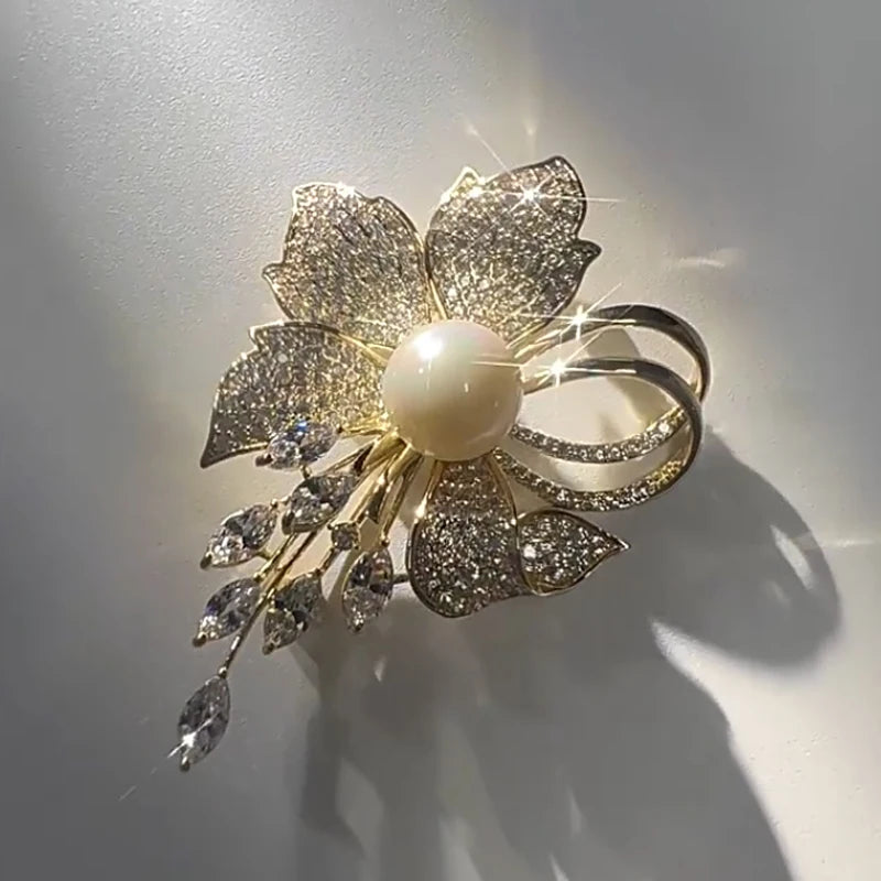 Flowers Imitation Pearl Brooch