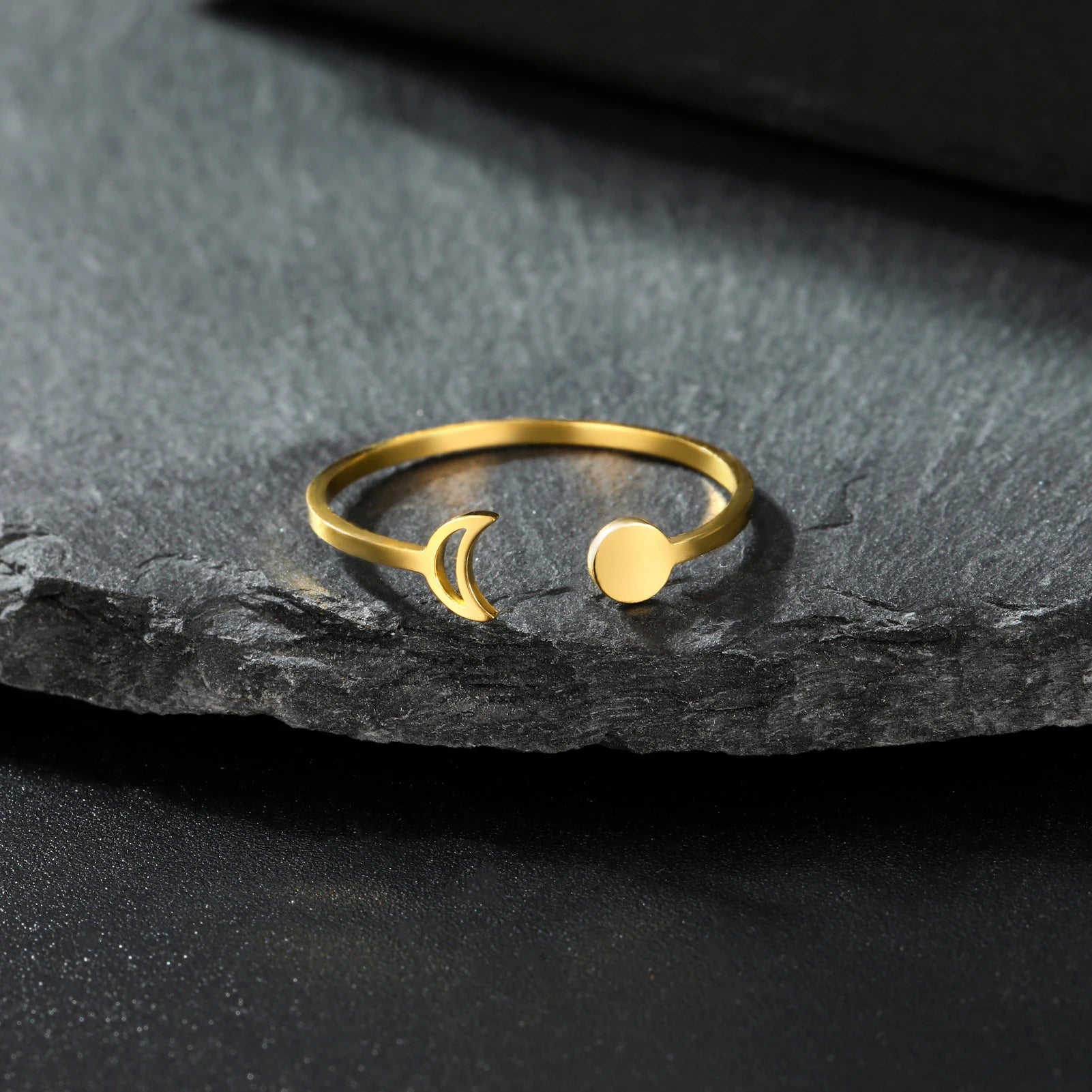 Moon Sun Stainless Steel Ring