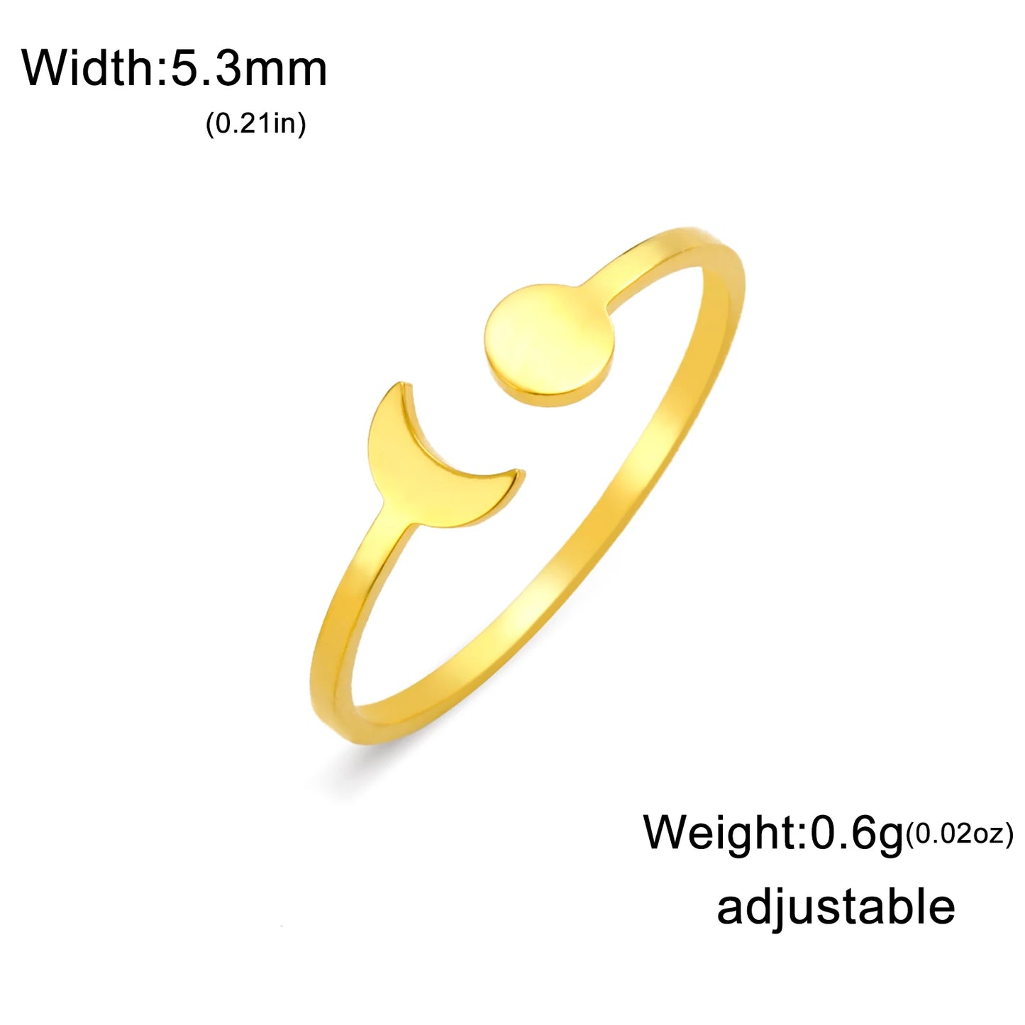 Moon Sun Stainless Steel Ring