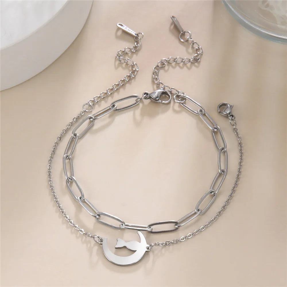 Stainless Steel Cat Charm Bracelets