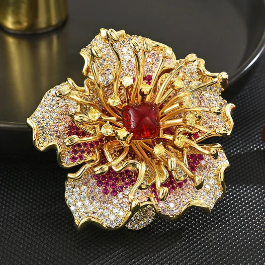 Inlaid Temperament Flower Brooch