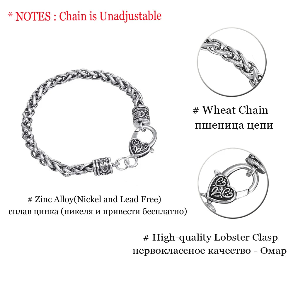 Antique Silver Wheat Chain Bracelet