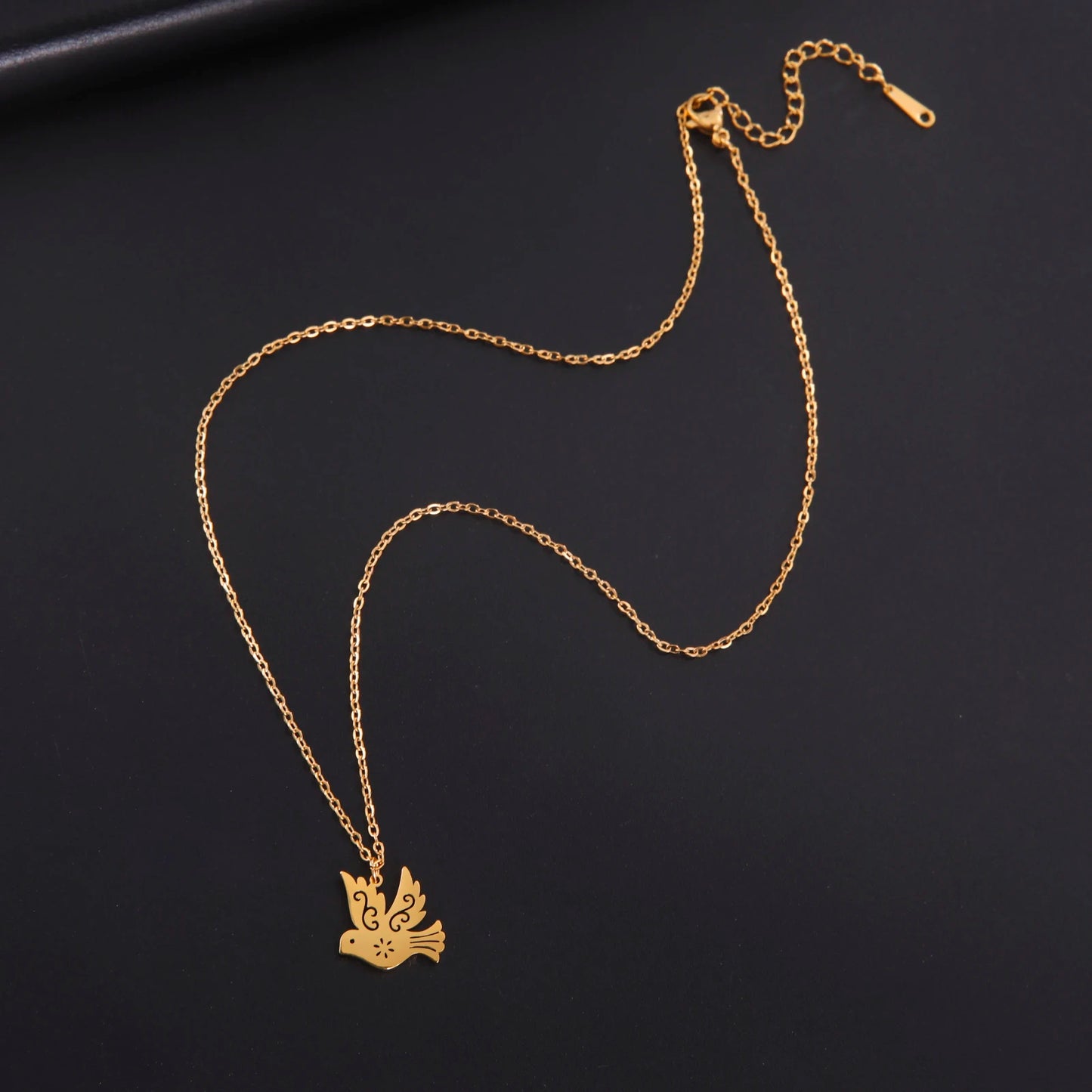 Gold Pigeon Pendant Necklace