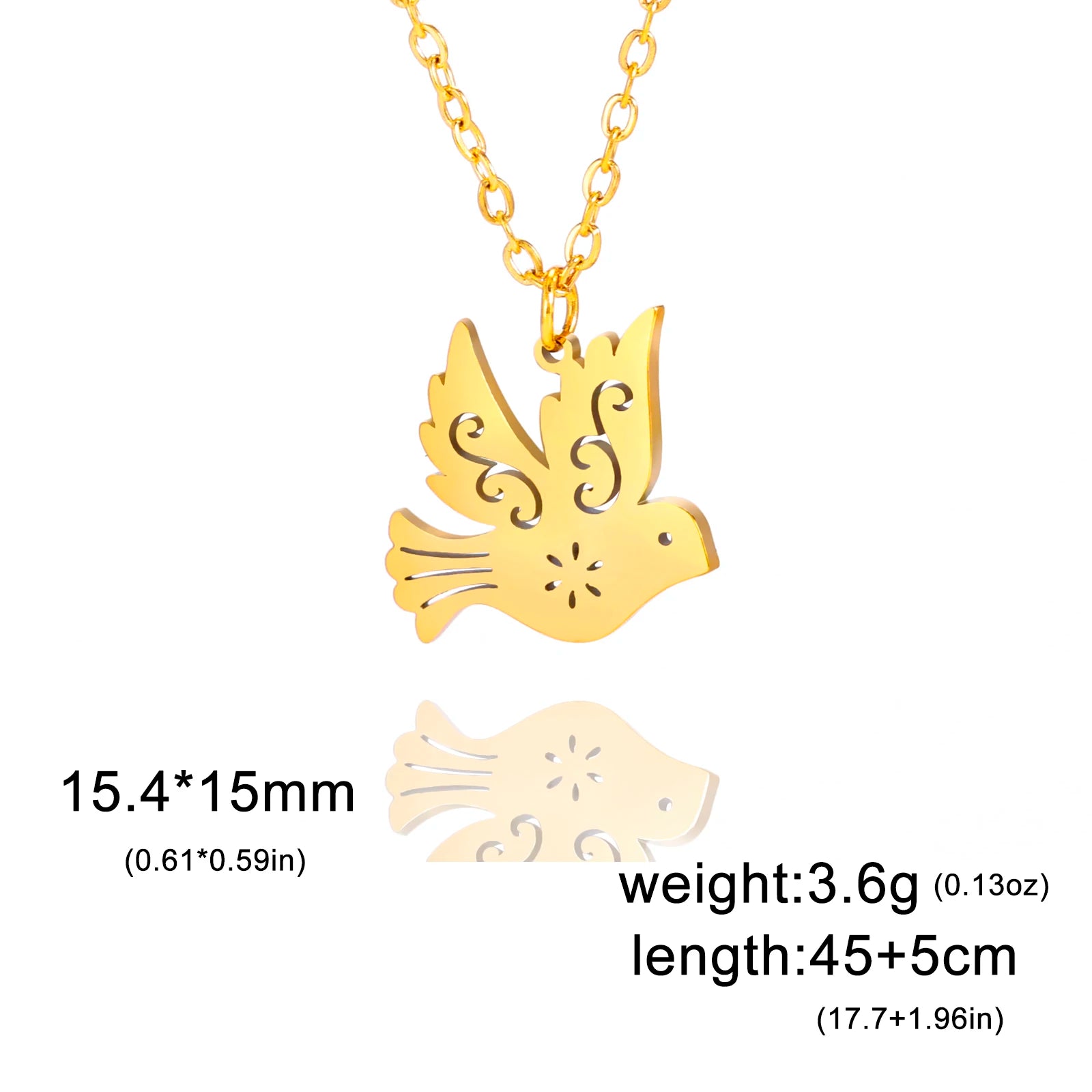 Gold Pigeon Pendant Necklace