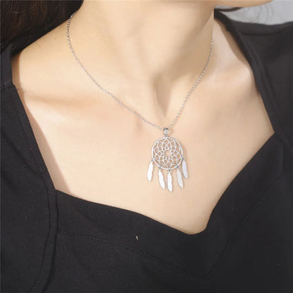 Feather Tassel Pendant Gold Jewelry